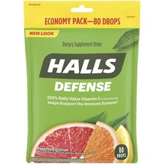 HALLS 綜合維他命C柑橘潤喉糖, 80顆, 1包