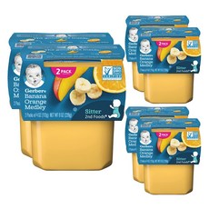 Gerber 嘉寶 孩童食物泥 2入組, 混合口味(香蕉+橘子), 226g, 6組
