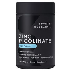 SPORTS RESEARCH 吡啶甲酸鋅軟膠囊 30mg, 1罐, 180顆