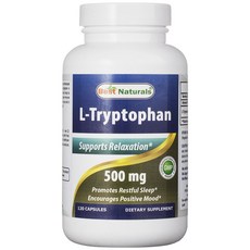 Best Naturals 左旋色胺酸膠囊 500mg 無麩質 無糖, 120顆, 1罐