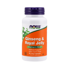 NOW Foods 人蔘&蜂王乳素食膠囊, 90顆, 1罐