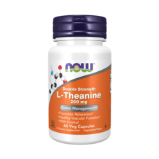 NOW Foods L-茶氨酸素食膠囊 200mg, 60顆, 1罐