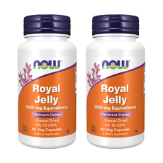 NOW Foods 蜂王乳素食膠囊 1500mg, 60顆, 2罐
