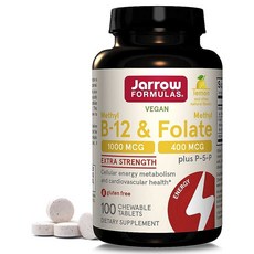 Jarrow FORMULAS 賈羅公式 維生素B12葉酸咀嚼錠 檸檬口味, 1罐, 100顆