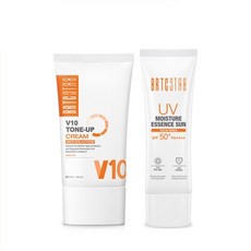 BRTC V10 톤업 크림 50ml + UV 모이스처 에센스 선 선크림, 1set, 100ml