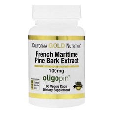California Gold Nutrition 프랑스 해양소나무껍질 추출물 올리고핀 100mg 60베지캡슐 항산화 폴리페놀