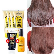 라벨영 쇼킹마요네즈헤어팩 4개 + 슬리핑크림 헤어한방울앰플 손상모발 완벽 복구, 세트/-