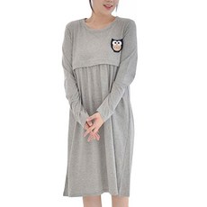 마미누리 긴팔 부엉이 패치 수유 원피스