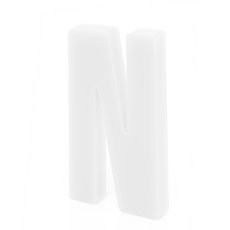 壓克力立式裝飾大寫字母, 首字母 01 N（白色）