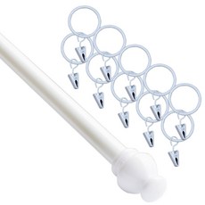 준앤컴퍼니 15mm 바란스봉 10호 + 25mm 커튼 집게링 10개, 화이트, 1세트
