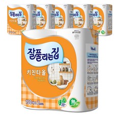 잘풀리는집 천연펄프 키친타올 150매, 2롤, 6개