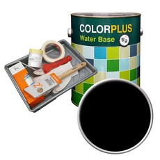 노루페인트 컬러플러스 페인트 4L + 도구세트, 1세트, 미드나이블랙