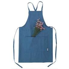 브링미 빈티지린넨 앞치마, 블루, 1개