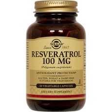 솔가 레스베라트롤 100mg 글루텐 프리 무설탕 베지터블 캡슐, 1개, 60정