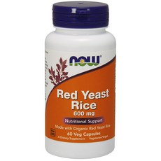 나우푸드 레드 이스트 라이스 600mg 베지 캡슐 글루텐 프리 비건, 60정, 1개