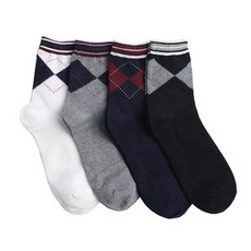 두발로 남성용 발목아가일 중목 양말 화이트 2족 + 그레이 2족 + 네이비 2족 + 블랙 2족