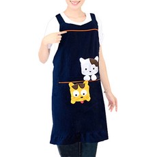 홍대선희샵 두 마리 고양이 앞치마 H형 03, 네이비, 1개