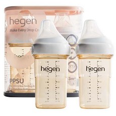 헤겐 PPSU 젖병 트윈팩, 화이트 + 투명, 240ml, 2개