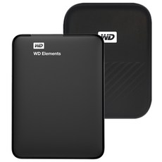 WD Elements Portable 휴대용 외장하드 + 파우치, 1TB, 블랙