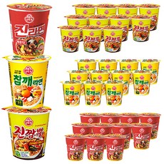 오뚜기 진라면 매운맛 소컵 6p + 참깨라면 소컵 6p + 진짬뽕 소컵 6p, 36개