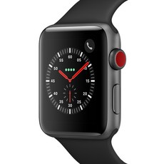 Apple 애플워치3 42mm GPS+Cellular, 스페이스 그레이 알루미늄 케이스, 블랙 스포츠 밴드