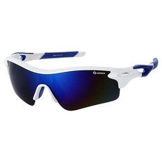 오클렌즈 편광 렌즈 스포츠 선글라스 Q320, 프레임(화이트 + 블루), 편광렌즈(블루밀러)