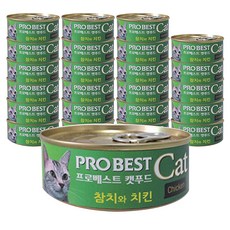 고양이 간식 캔-추천-프로베스트 캣푸드 고양이 간식캔, 참치 + 치킨 혼합맛, 24개입