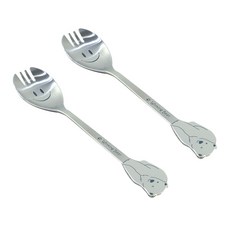 윙킹베어 아동용 포크겸용스푼, 실버, 2개