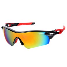 오클렌즈 편광 렌즈 스포츠 선글라스 Q320, 프레임(블랙 + 레드), 편광렌즈(레드밀러)