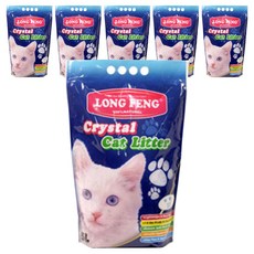 펫모닝 룽펑 크리스탈 고양이 모래 실리카겔 LONGFENG-03 무향, 5L, 6개