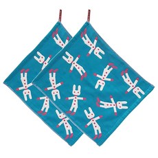 lapezzo 고리 핸드 주방타올 토끼인형 2p, 블루, 1세트