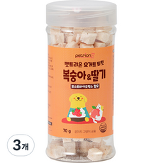 펫트리온 반려동물 요거트 트릿 유산균함유 동결건조 간식 70g, 복숭아 + 딸기 혼합맛, 3개