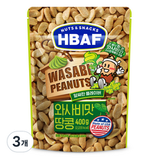 바프 넛츠앤스낵스 와사비맛 땅콩, 400g, 3개