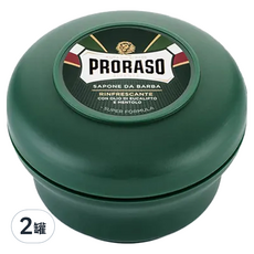 PRORASO 綠標刮鬍皂，含桉樹油和薄荷醇，超級配方, 150ml, 2罐
