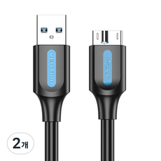 벤션 USB3.0 A to 마이크로 B 고속 케이블, 2개, 0.25m