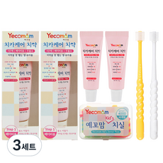 예꼬맘 치카케어 치약 1단계 2p + 미니 치약 2p + 360도 칫솔 베이비용 2p + 하드 치실 세트, 60g, 3세트