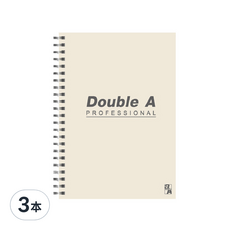 Double A B5線圈筆記本，70 gsm，50張，尺寸85 x 257 毫米, 米色, 3本