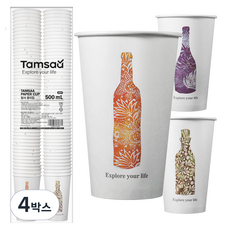 탐사 고평량 종이컵 500ml, 100개입, 4개 100개입, 4박스