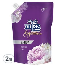 피죤 고농축 실내건조 시그니처 미스틱레인 섬유유연제 리필, 1.6L, 2개