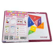 GiSCOO 聚思庫 STEAM系列 磁力七巧板 益智教具組, 雙面磁性白板, 雙面造型圖卡20張, 1組, Multi-color