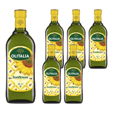 OLITALIA 奧利塔 頂級葵花油, 義大利原裝進口, 品質安全的食用油, 不飽和脂肪酸88%, 中高溫烹調適用, 1L, 6瓶