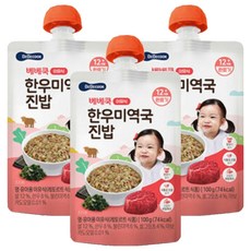 BEBECOOK 寶膳 12個月以上孩童輔食, 韓國牛肉海帶湯口味, 100g, 3入