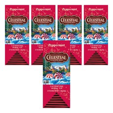 CELESTIAL SEASONINGS 詩尚草本 薄荷茶, 25茶包, 無咖啡因, 1.68g, 25包, 5盒