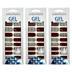 GLOSSYBLOSSOM 凝膠美甲貼 Set, 英倫風格設計, Burgundy velvet check, 3組