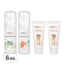 Orgabebe Trouble Kit 4種 泡沫力量洗面乳+沐浴&洗髮+乳液 2入, 6組