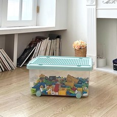 플라팜 블록 리빙박스 듀플로 호환, 투명, 35L, 1개 투명, 1개