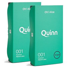 Quinn 001 오 알로에 울트라씬 무꼭지형 콘돔, 12개입, 2개