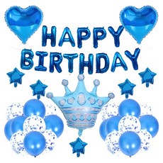 Yamiley HBD氣球「41顆」套組 藍色生日派對裝飾氣球套裝, 1入