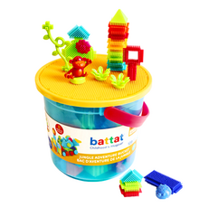 battat 科育感統玩具 鬃毛積木 128個,叢林冒險系列 Set, 1罐