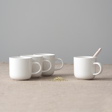 보울보울 국산 레트로라인 머그 320ml, 밀크화이트, 4개 밀크화이트, 4개